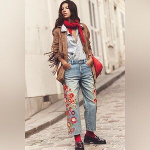 WE THE FREE WILLOW Floral Embroidered Women Jeans